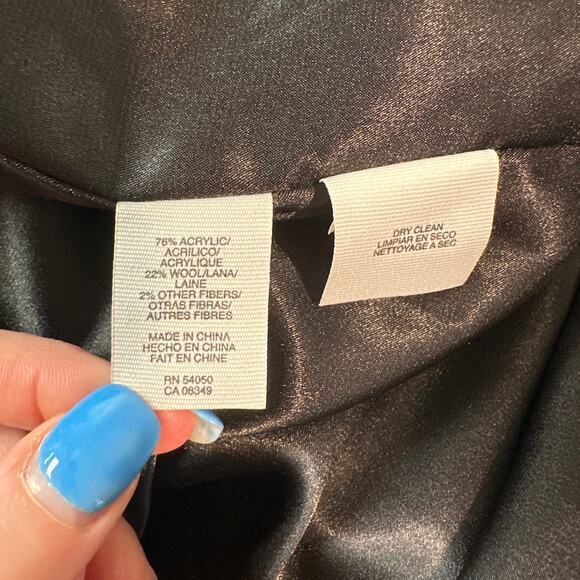 Rachel Roy Boucle Knit Coat Tweed Textured Longline Jacket Metallic Black - Picture 12 of 12